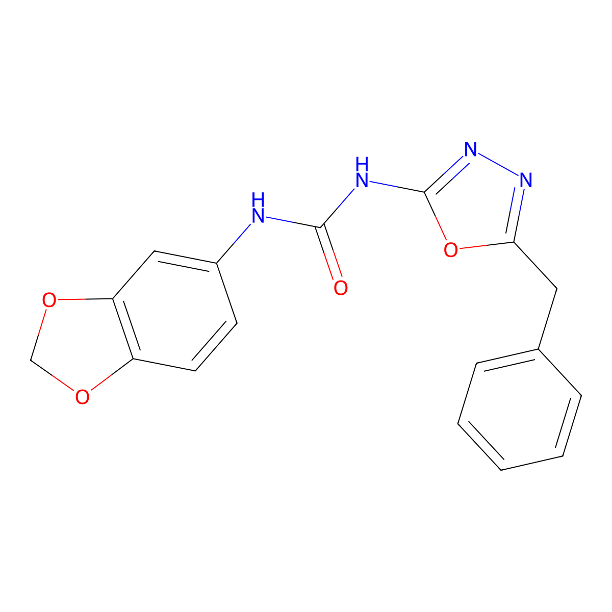 1-(Benzo[d][1,3]dioxol-5-yl)-3-(5-benzyl-1,3,4-oxadiazol-2-yl)urea molecular structure, CAS 1209806-93-8