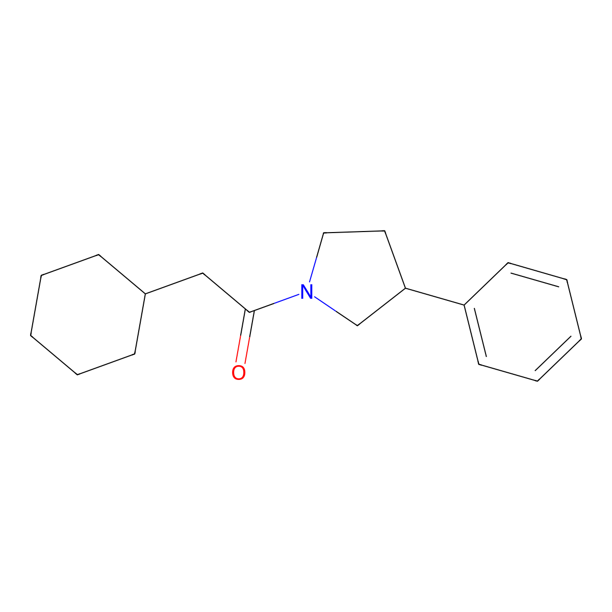 2-Cyclohexyl-1-(3-phenylpyrrolidin-1-yl)ethanone molecular structure, CAS 1209814-57-2