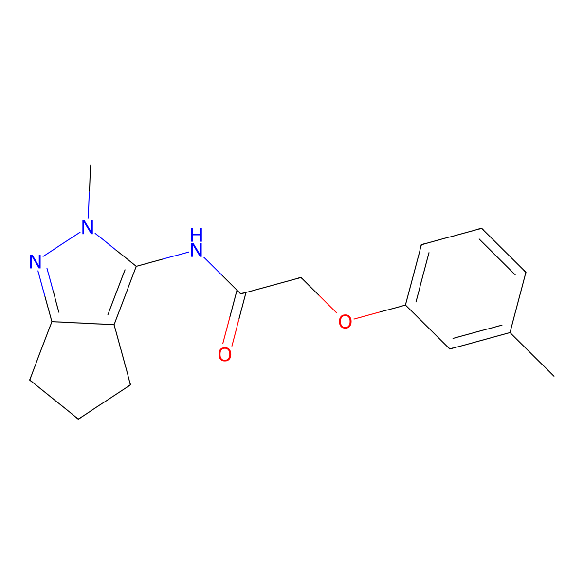 N-(2-methyl-2,4,5,6-tetrahydrocyclopenta[c]pyrazol-3-yl)-2-(m-tolyloxy)acetamide molecular structure, CAS 1209815-39-3