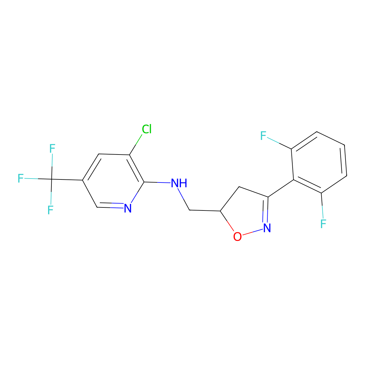 3-chloro-N-{[3-(2,6-difluorophenyl)-4,5-dihydro-5-isoxazolyl]methyl}-5-(trifluoromethyl)-2-pyridinamine molecular structure, CAS 1209816-32-9