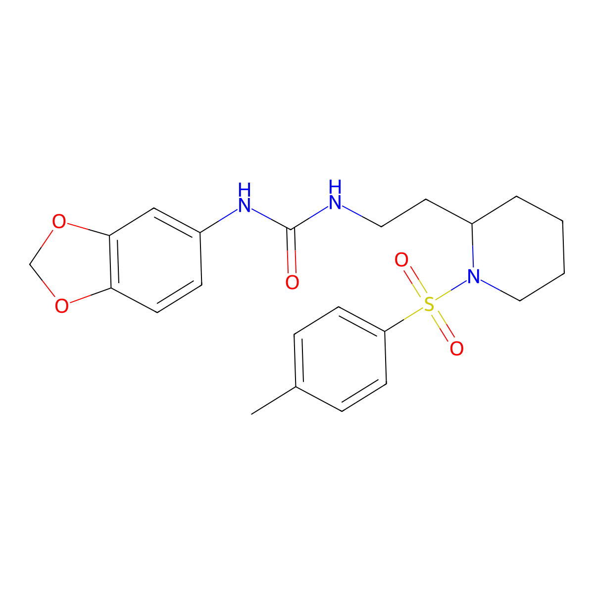 1-(Benzo[d][1,3]dioxol-5-yl)-3-(2-(1-tosylpiperidin-2-yl)ethyl)urea molecular structure, CAS 1209819-97-5