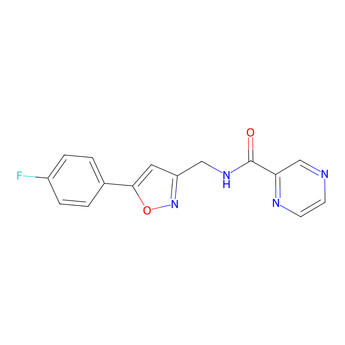 N-((5-(4-fluorophenyl)isoxazol-3-yl)methyl)pyrazine-2-carboxamide molecular structure, CAS 1209822-31-0