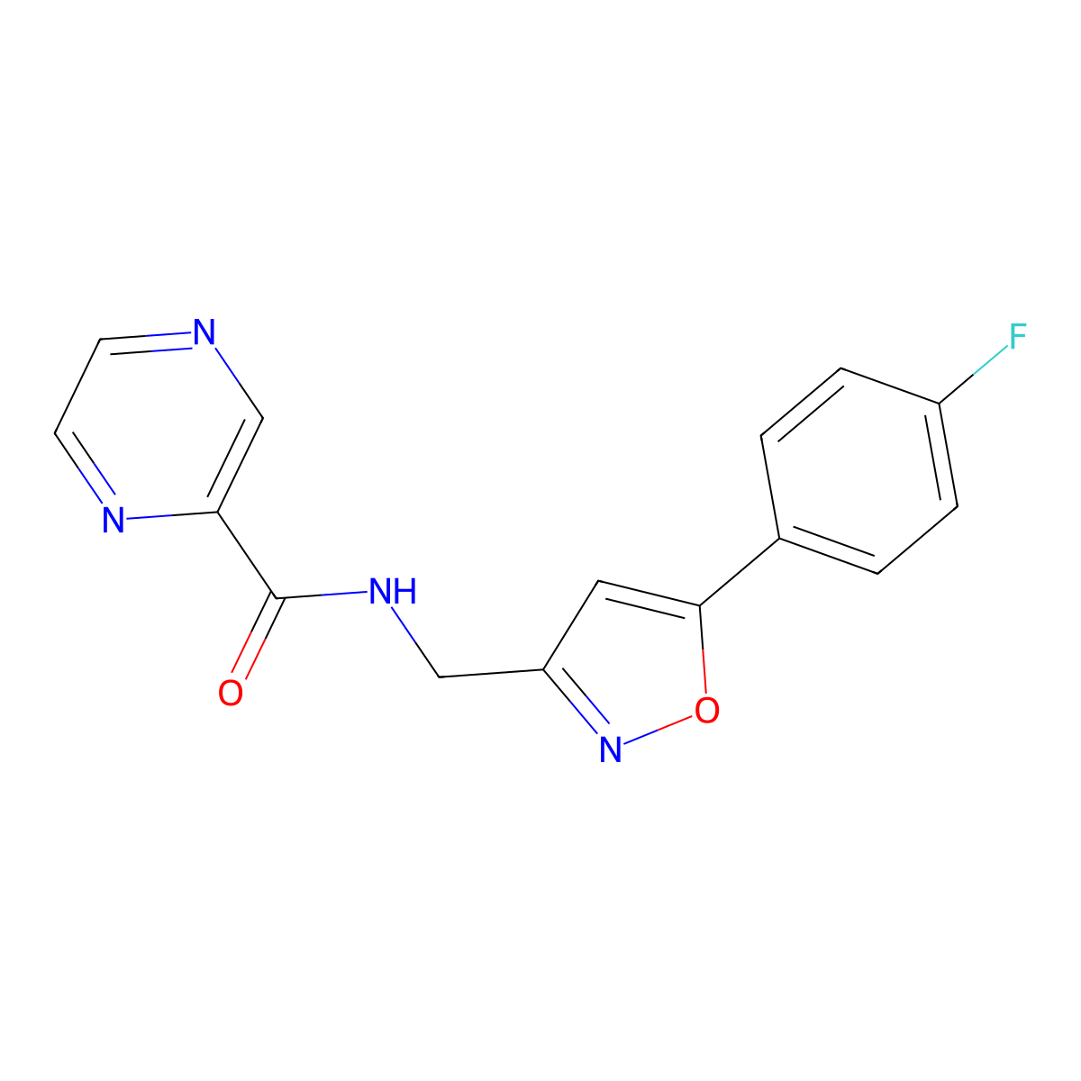 N-((5-(4-fluorophenyl)isoxazol-3-yl)methyl)pyrazine-2-carboxamide molecular structure, CAS 1209822-31-0