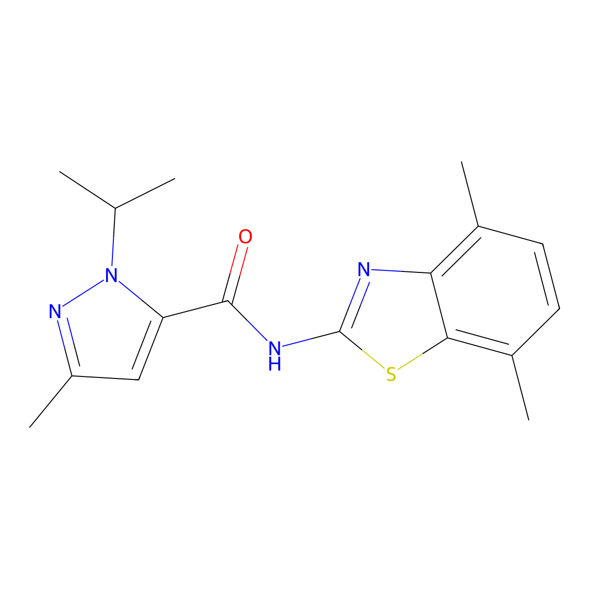 N-(4,7-dimethylbenzo[d]thiazol-2-yl)-1-isopropyl-3-methyl-1H-pyrazole-5-carboxamide molecular structure, CAS 1209824-32-7