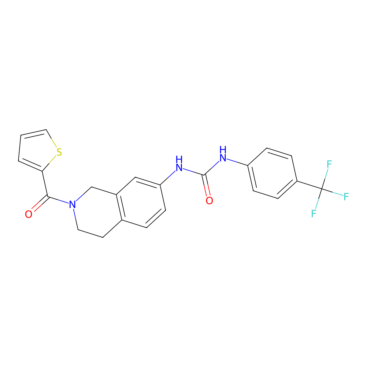 1-(2-(Thiophene-2-carbonyl)-1,2,3,4-tetrahydroisoquinolin-7-yl)-3-(4-(trifluoromethyl)phenyl)urea molecular structure, CAS 1209828-91-0
