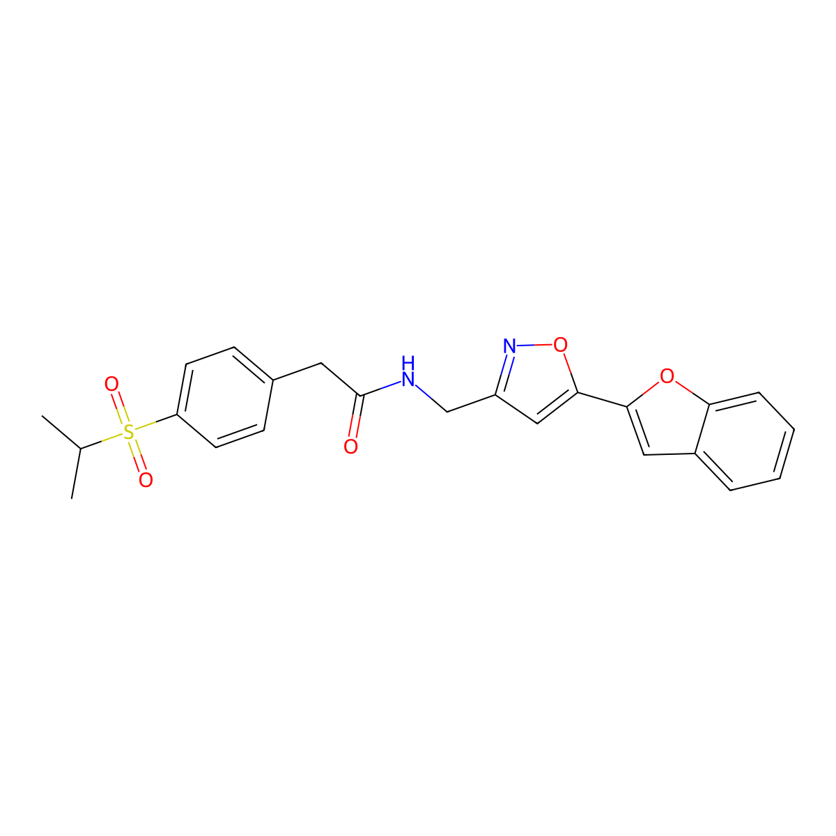 N-{[5-(1-benzofuran-2-yl)-1,2-oxazol-3-yl]methyl}-2-[4-(propane-2-sulfonyl)phenyl]acetamide molecular structure, CAS 1209835-80-2