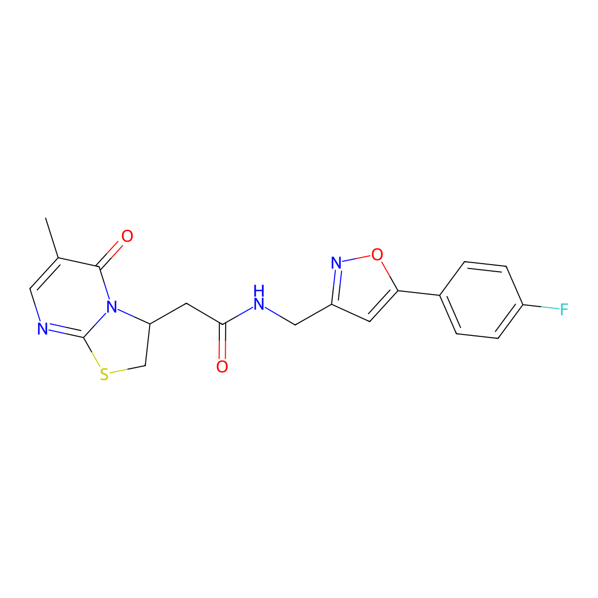 N-((5-(4-fluorophenyl)isoxazol-3-yl)methyl)-2-(6-methyl-5-oxo-3,5-dihydro-2H-thiazolo[3,2-a]pyrimidin-3-yl)acetamide molecular structure, CAS 1209840-89-0