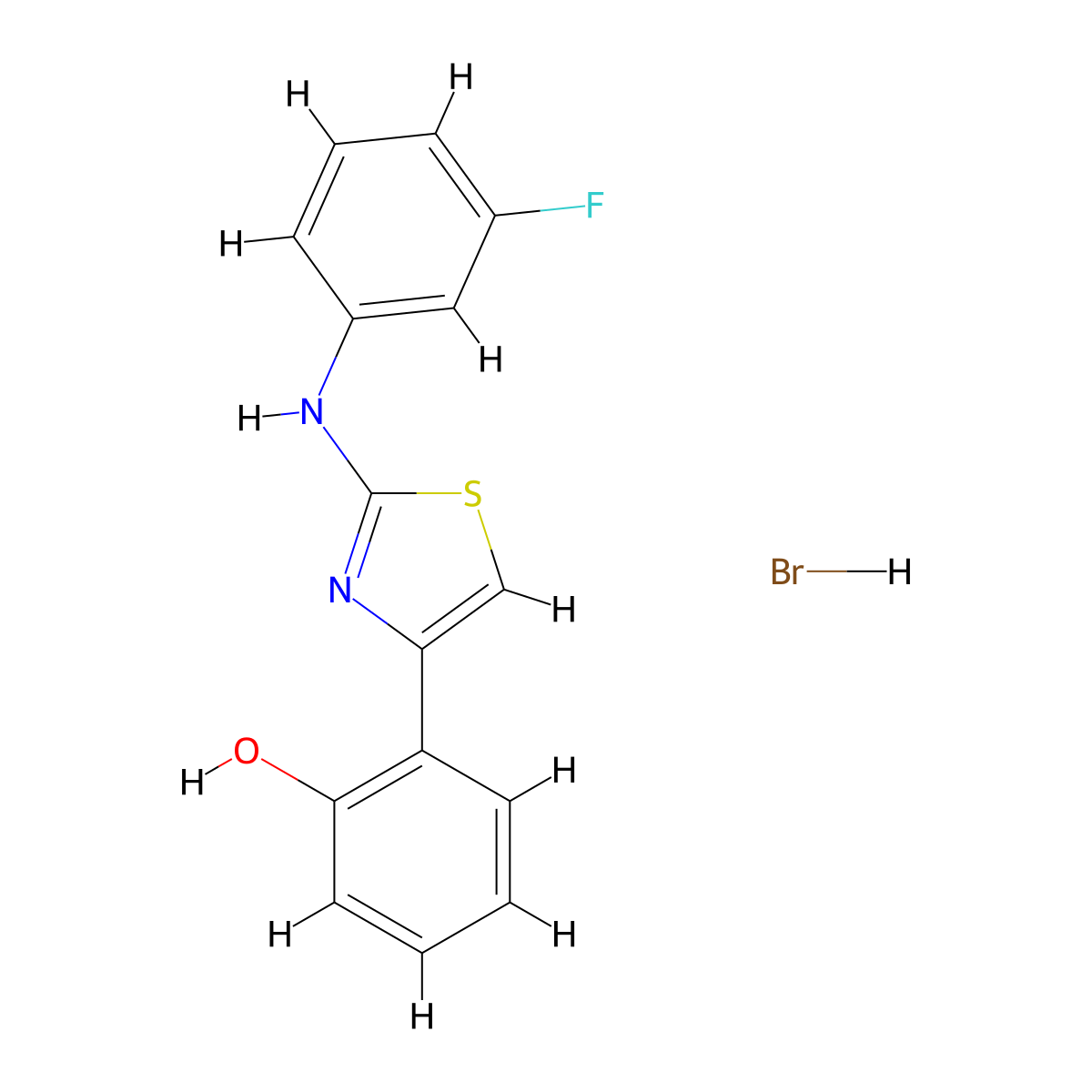 2-(3-Fluorophenyl)amino-4-(2-hydroxyphenyl)-1,3-thiazole hydrobromide molecular structure, CAS 1209843-32-2