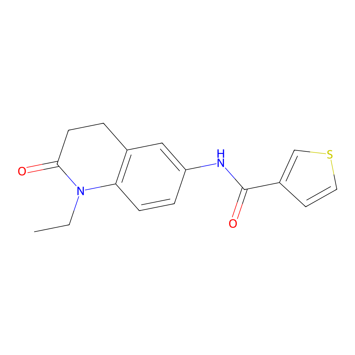 N-(1-ethyl-2-oxo-1,2,3,4-tetrahydroquinolin-6-yl)thiophene-3-carboxamide molecular structure, CAS 1209843-75-3