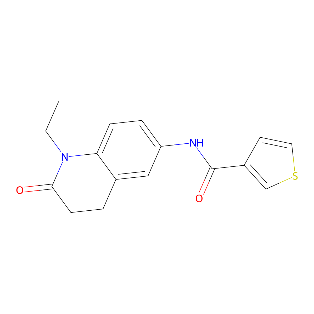 N-(1-ethyl-2-oxo-1,2,3,4-tetrahydroquinolin-6-yl)thiophene-3-carboxamide molecular structure, CAS 1209843-75-3