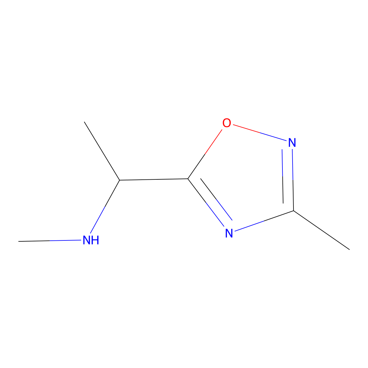 N-Methyl-1-(3-methyl-1,2,4-oxadiazol-5-yl)ethanamine molecular structure, CAS 1209845-95-3