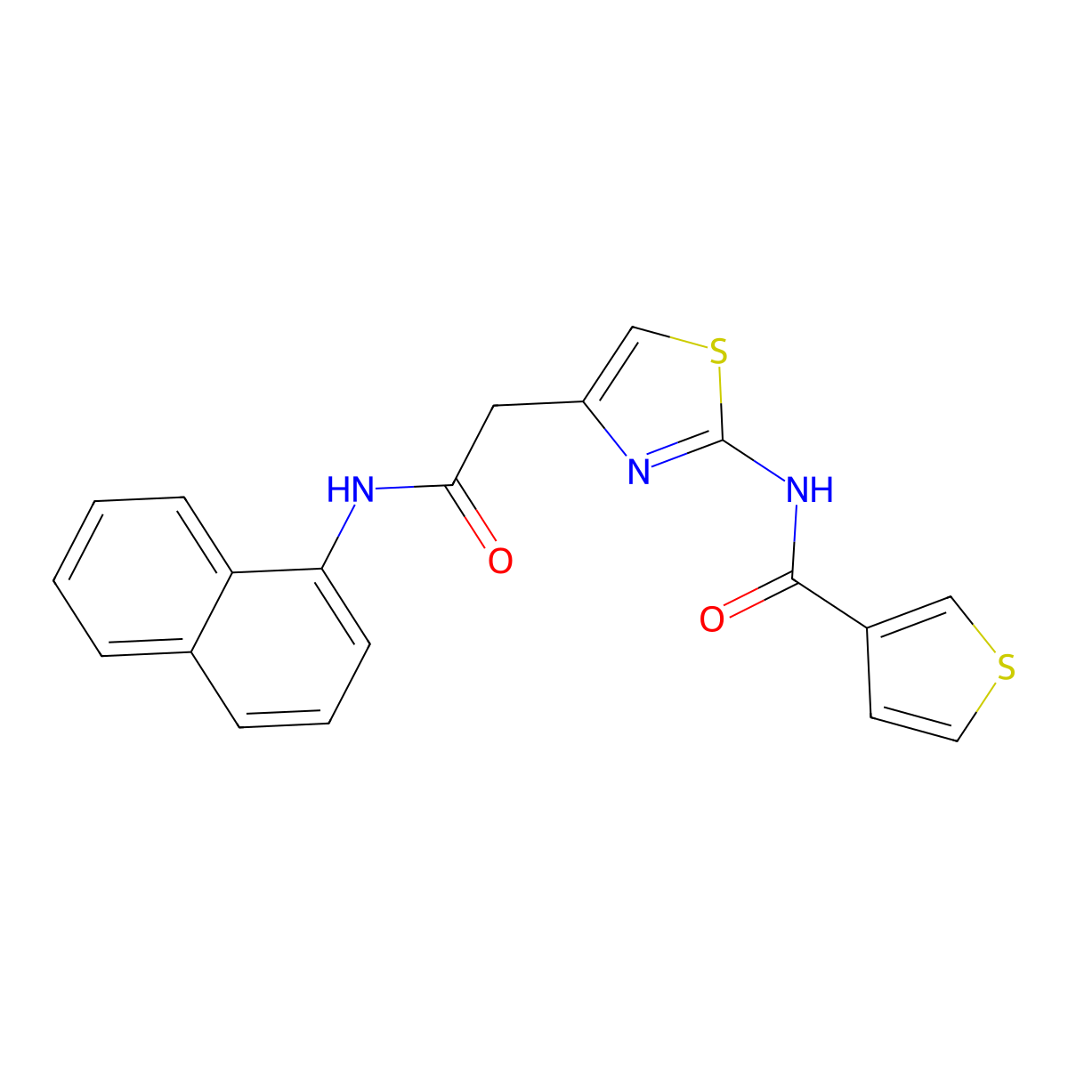 N-1-Naphthalenyl-2-[(3-thienylcarbonyl)amino]-4-thiazoleacetamide molecular structure, CAS 1209852-34-5