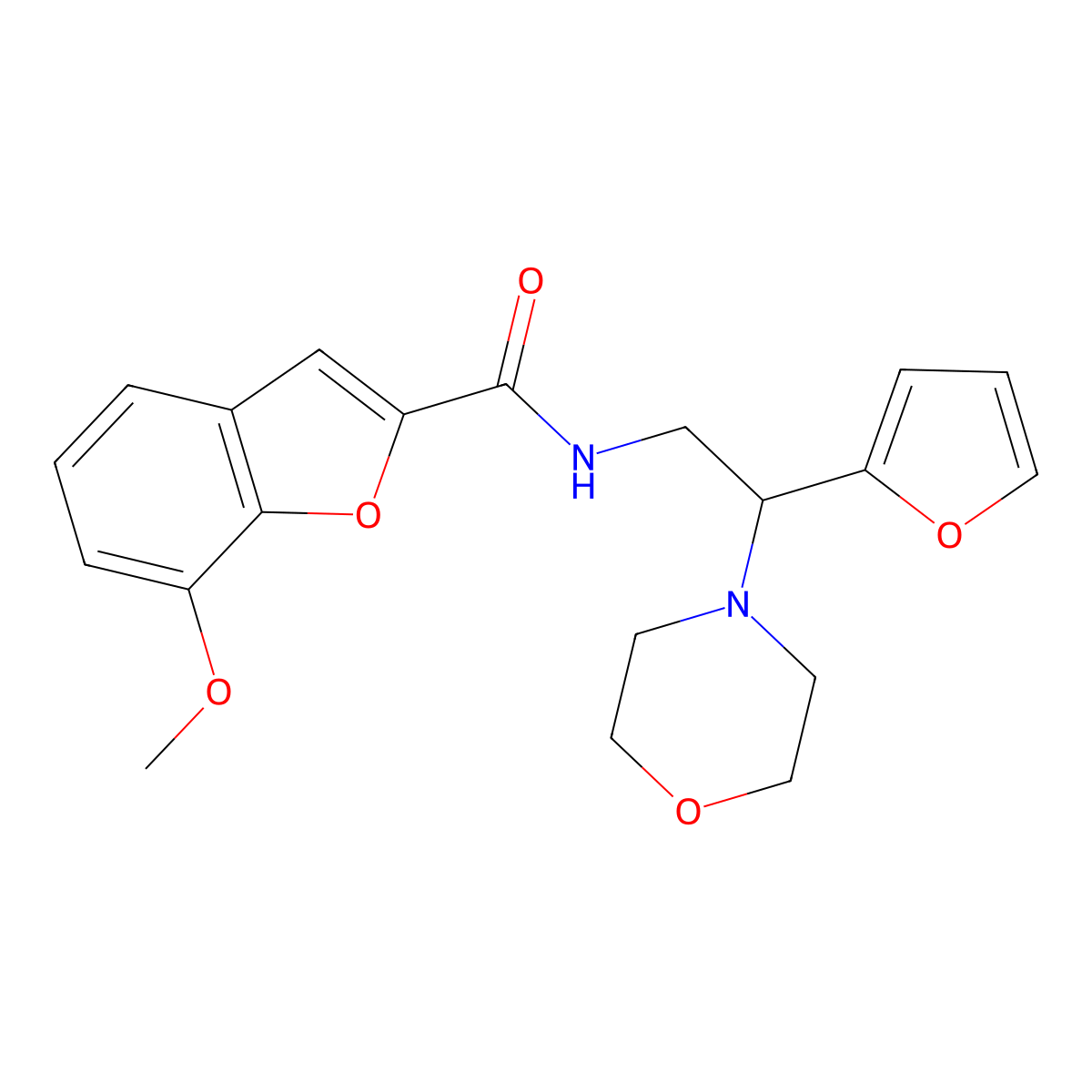 N-(2-(furan-2-yl)-2-morpholinoethyl)-7-methoxybenzofuran-2-carboxamide molecular structure, CAS 1209852-80-1