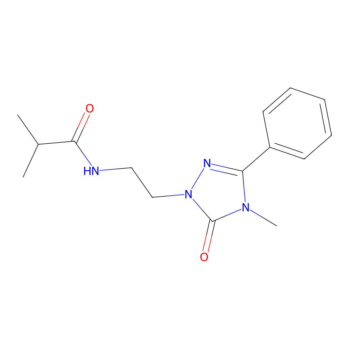 2-methyl-N-[2-(4-methyl-5-oxo-3-phenyl-4,5-dihydro-1H-1,2,4-triazol-1-yl)ethyl]propanamide molecular structure, CAS 1209858-42-3