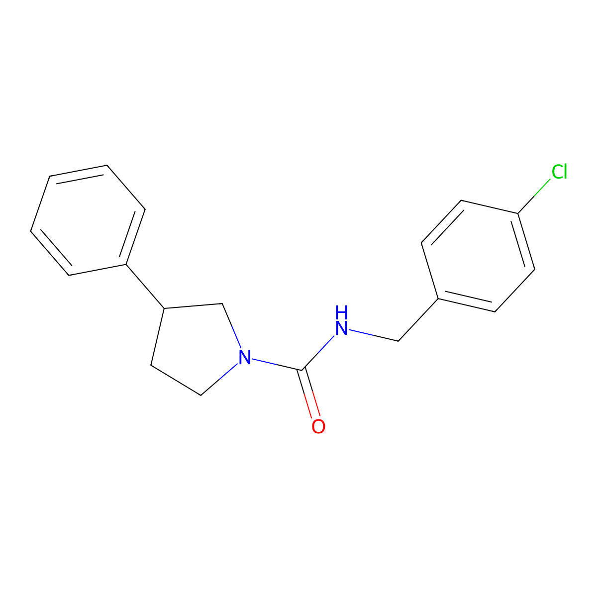 N-(4-chlorobenzyl)-3-phenylpyrrolidine-1-carboxamide molecular structure, CAS 1209861-60-8