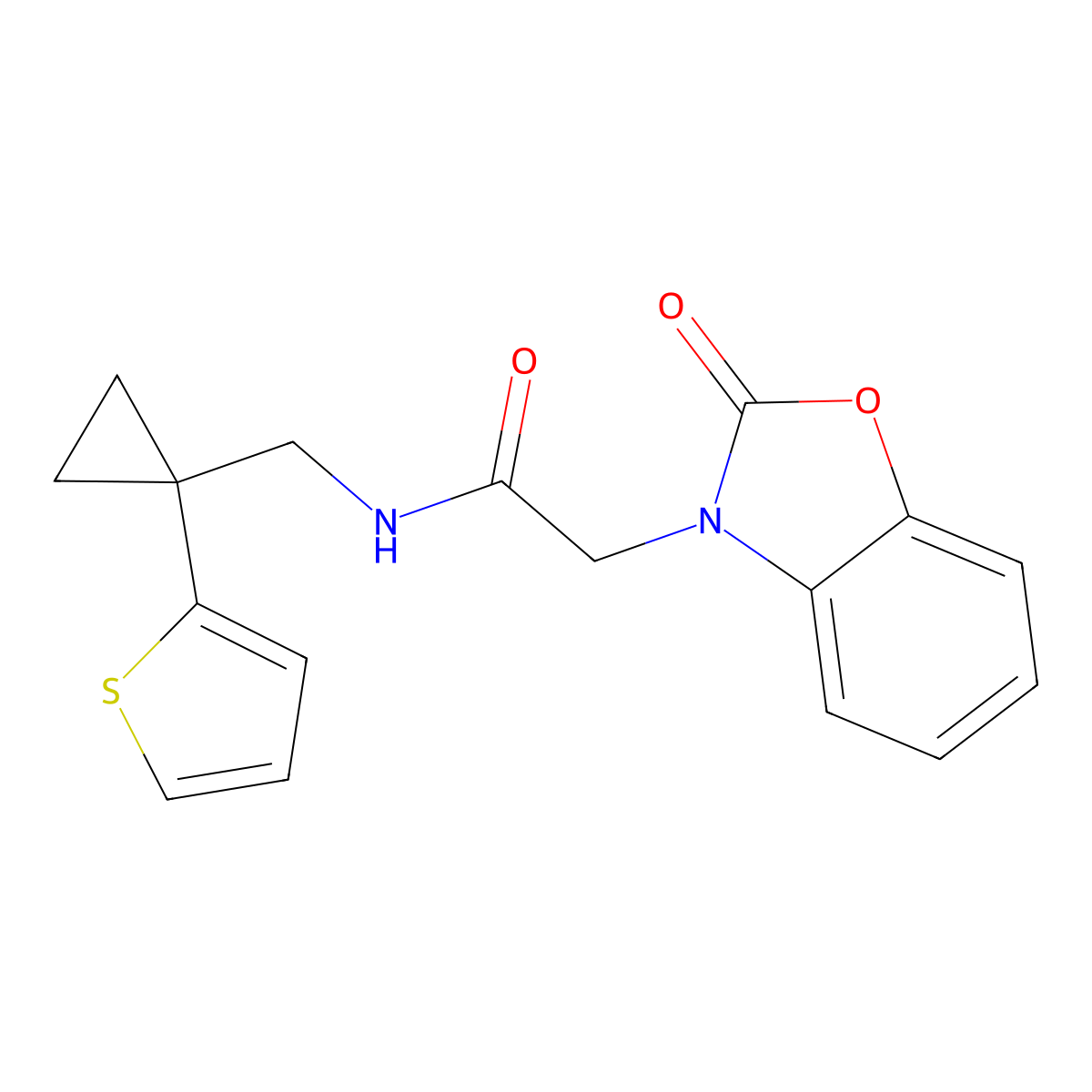 2-(2-oxobenzo[d]oxazol-3(2H)-yl)-N-((1-(thiophen-2-yl)cyclopropyl)methyl)acetamide molecular structure, CAS 1209866-46-5