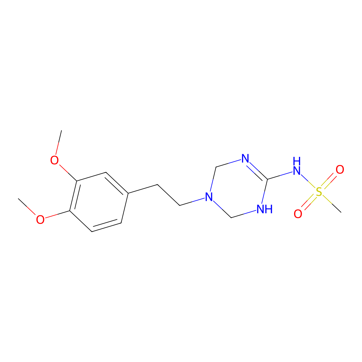 N-[5-(3,4-dimethoxyphenethyl)-1,4,5,6-tetrahydro-1,3,5-triazin-2-yl]methanesulfonamide molecular structure, CAS 1209868-53-0