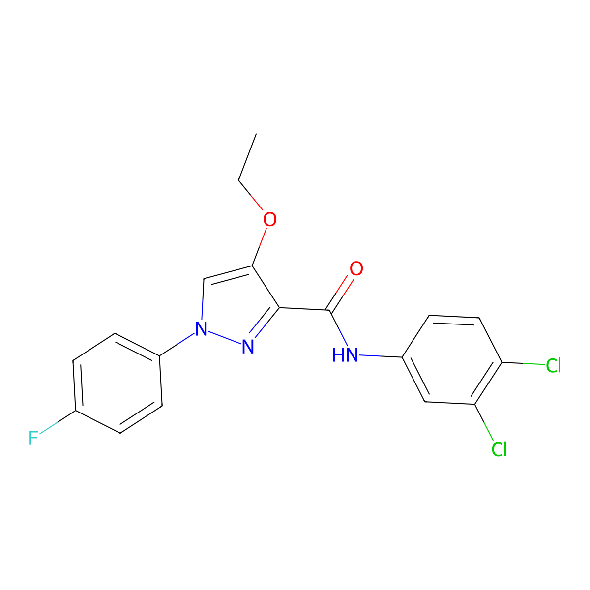 N-(3,4-dichlorophenyl)-4-ethoxy-1-(4-fluorophenyl)-1H-pyrazole-3-carboxamide molecular structure, CAS 1209869-32-8