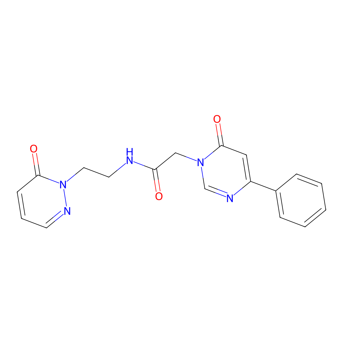 2-(6-oxo-4-phenylpyrimidin-1(6H)-yl)-N-(2-(6-oxopyridazin-1(6H)-yl)ethyl)acetamide molecular structure, CAS 1209870-61-0