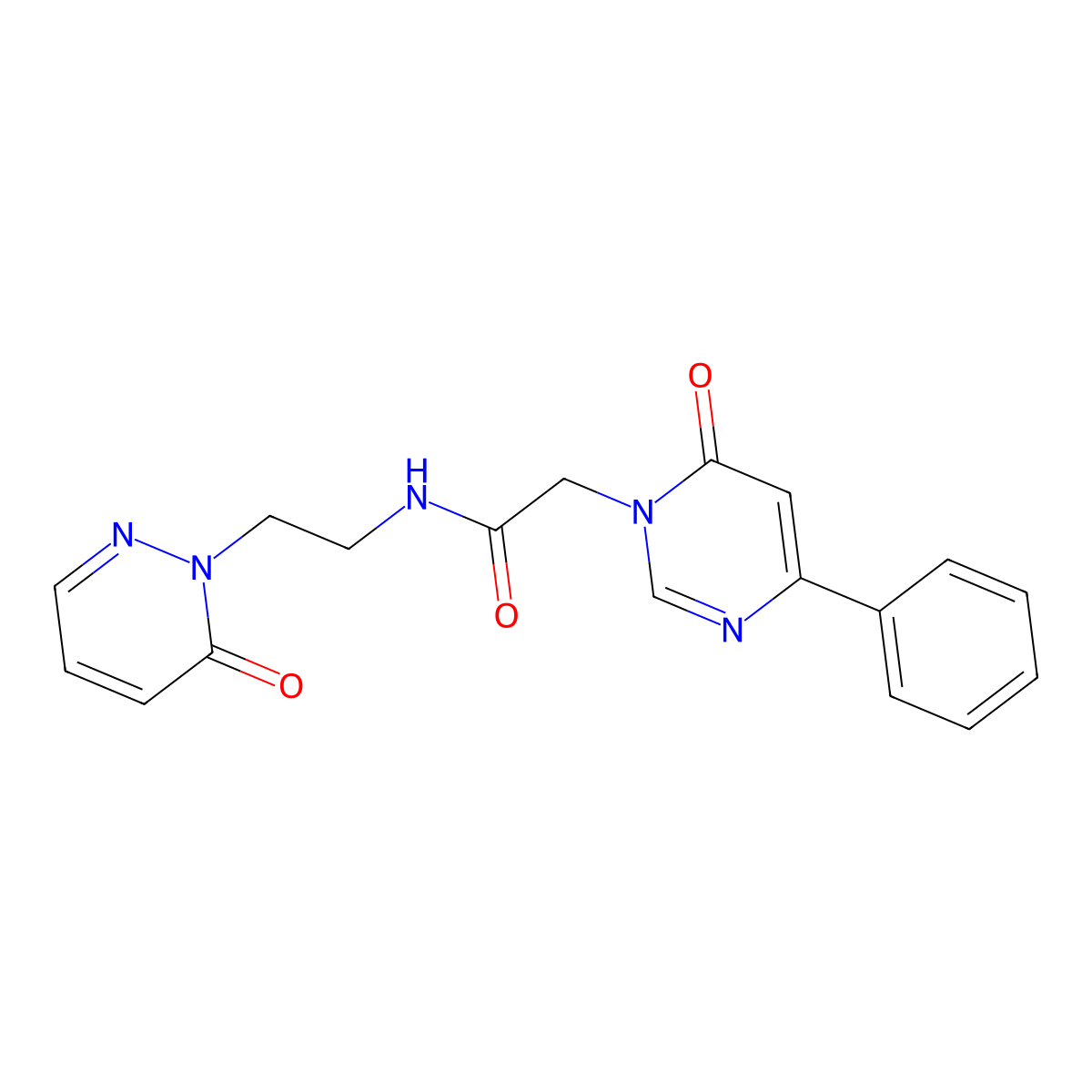 2-(6-oxo-4-phenylpyrimidin-1(6H)-yl)-N-(2-(6-oxopyridazin-1(6H)-yl)ethyl)acetamide molecular structure, CAS 1209870-61-0