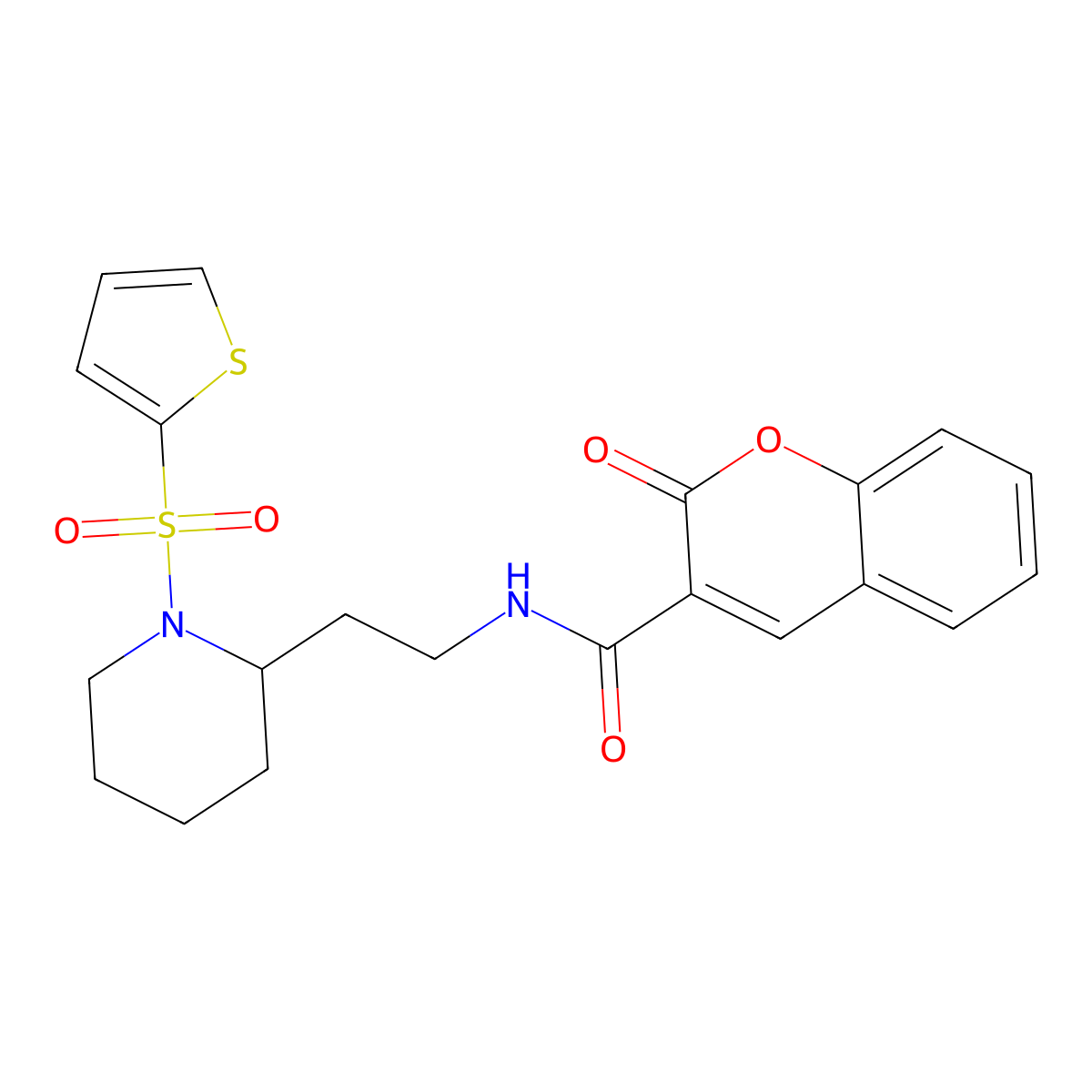 2-oxo-N-(2-(1-(thiophen-2-ylsulfonyl)piperidin-2-yl)ethyl)-2H-chromene-3-carboxamide molecular structure, CAS 1209871-91-9