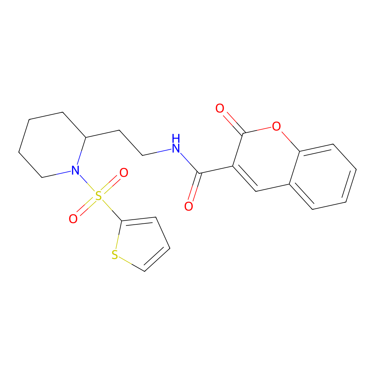2-oxo-N-(2-(1-(thiophen-2-ylsulfonyl)piperidin-2-yl)ethyl)-2H-chromene-3-carboxamide molecular structure, CAS 1209871-91-9