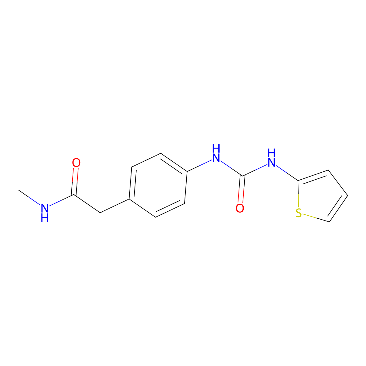 N-methyl-2-(4-(3-(thiophen-2-yl)ureido)phenyl)acetamide molecular structure, CAS 1209872-02-5