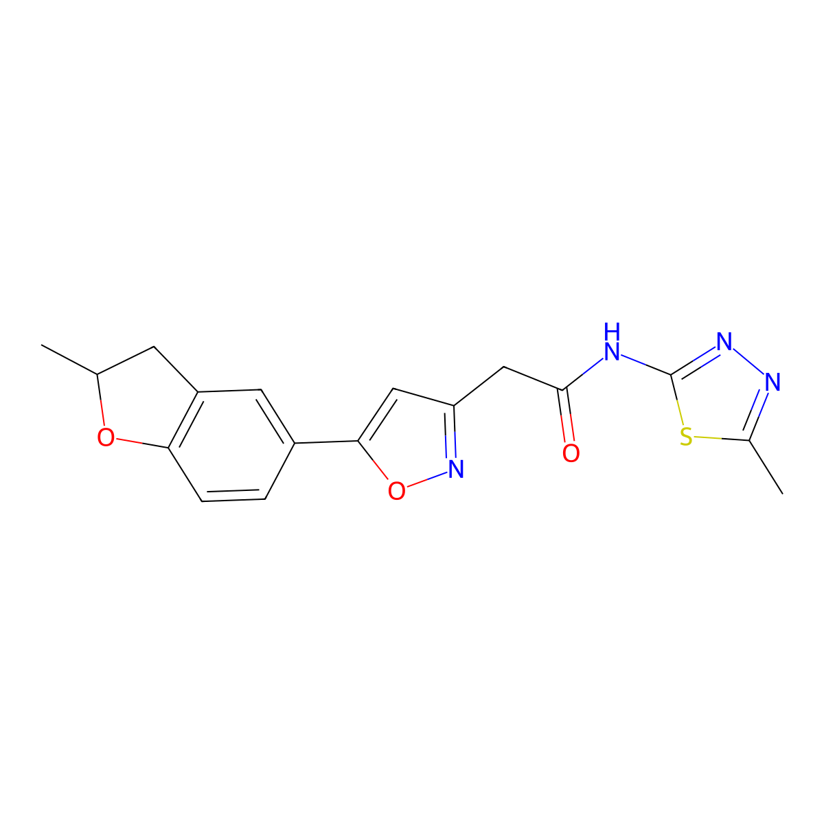 N-(5-methyl-1,3,4-thiadiazol-2-yl)-2-(5-(2-methyl-2,3-dihydrobenzofuran-5-yl)isoxazol-3-yl)acetamide molecular structure, CAS 1209879-31-1