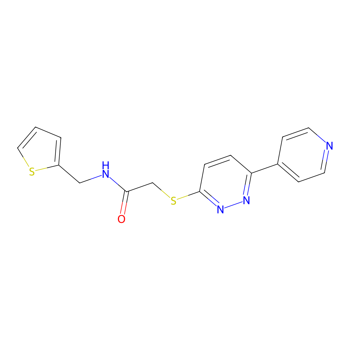 2-((6-(pyridin-4-yl)pyridazin-3-yl)thio)-N-(thiophen-2-ylmethyl)acetamide molecular structure, CAS 1209879-78-6