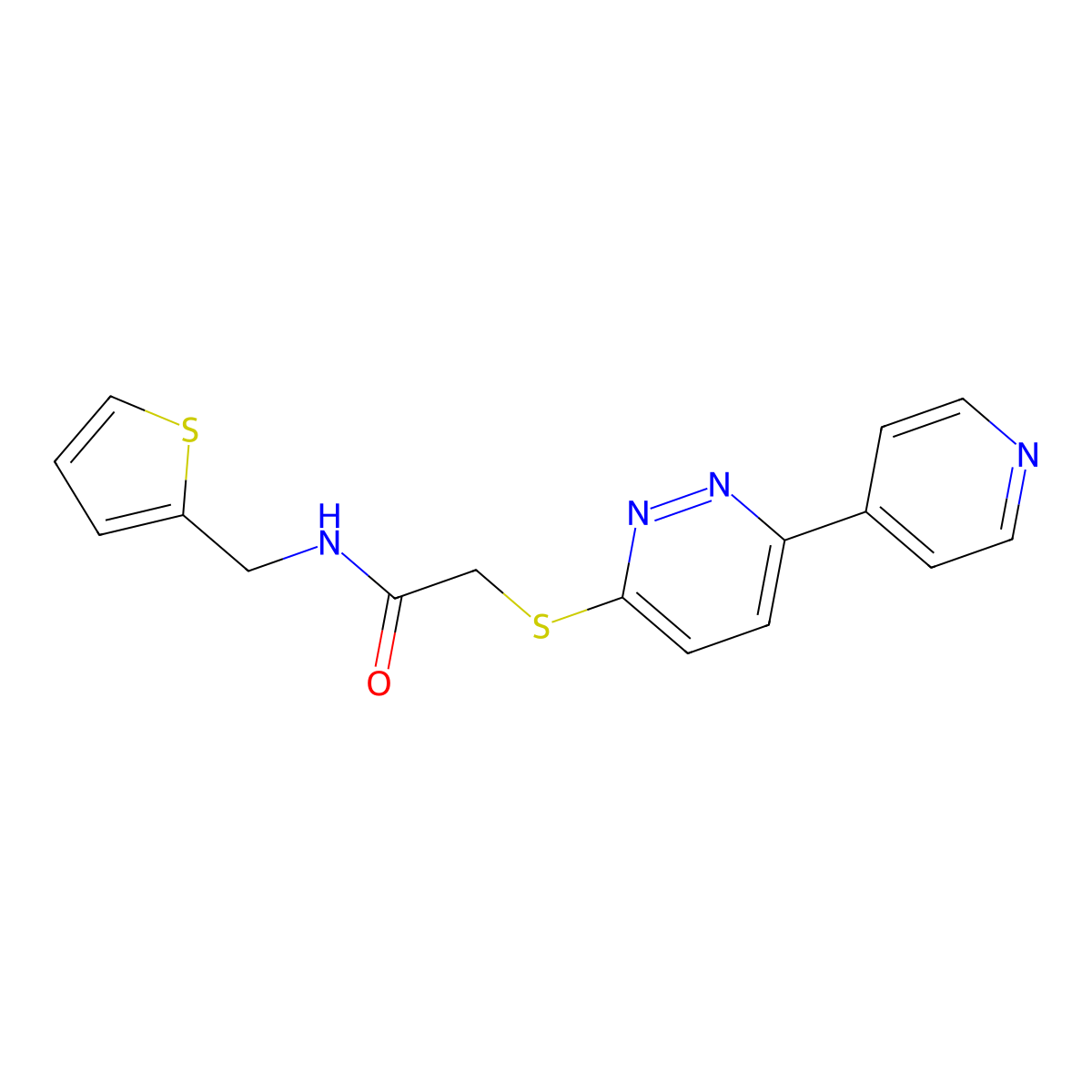 2-((6-(pyridin-4-yl)pyridazin-3-yl)thio)-N-(thiophen-2-ylmethyl)acetamide molecular structure, CAS 1209879-78-6