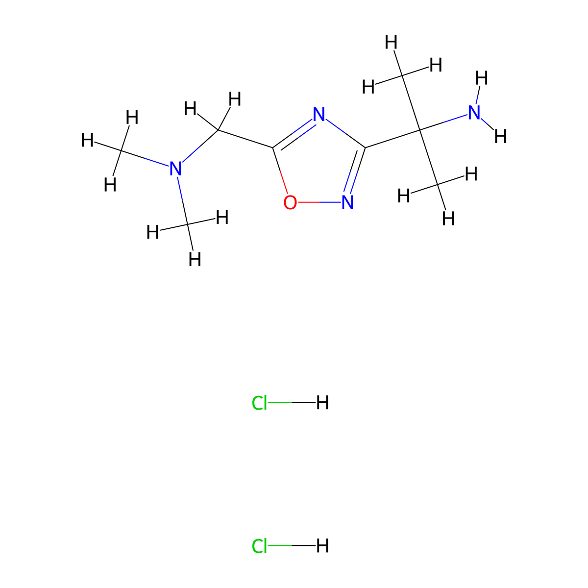 2-{5-[(Dimethylamino)methyl]-1,2,4-oxadiazol-3-yl}propan-2-amine dihydrochloride molecular structure, CAS 1209883-95-3
