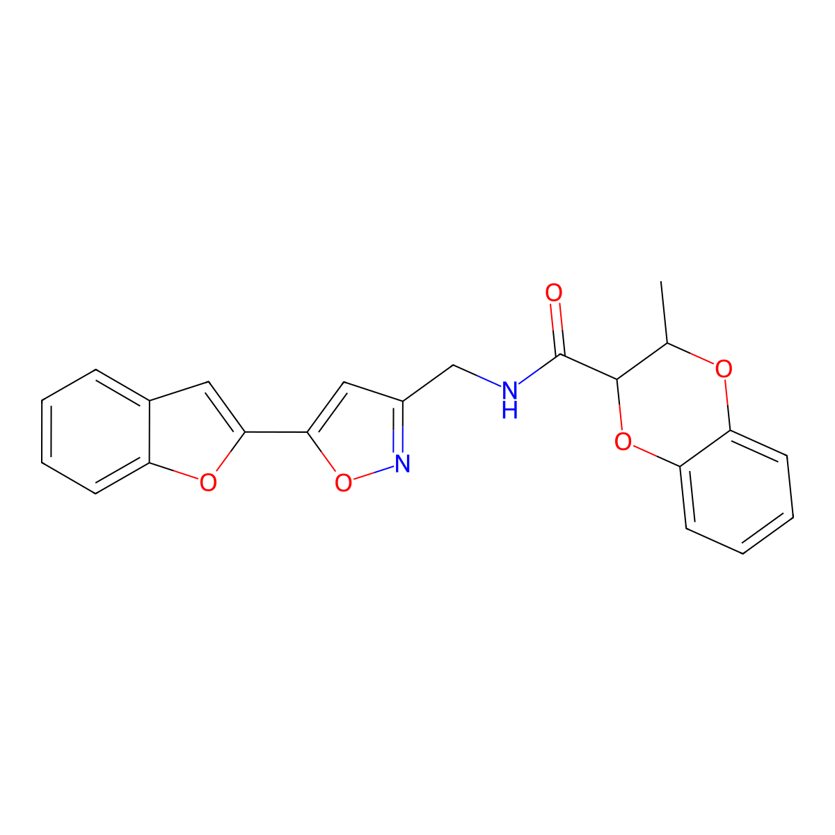 N-((5-(benzofuran-2-yl)isoxazol-3-yl)methyl)-3-methyl-2,3-dihydrobenzo[b][1,4]dioxine-2-carboxamide molecular structure, CAS 1209884-93-4