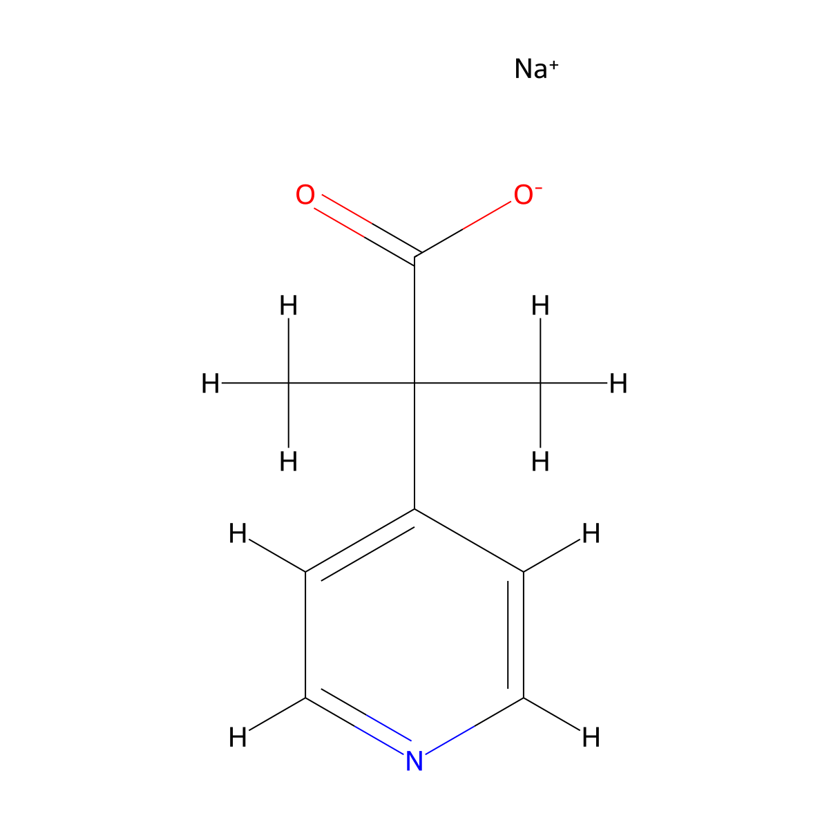 Sodium 2-methyl-2-(pyridin-4-yl)propanoate molecular structure, CAS 1209885-58-4