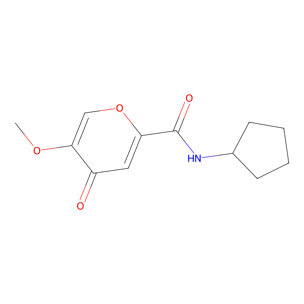 N-cyclopentyl-5-methoxy-4-oxo-4H-pyran-2-carboxamide molecular structure, CAS 1209885-72-2