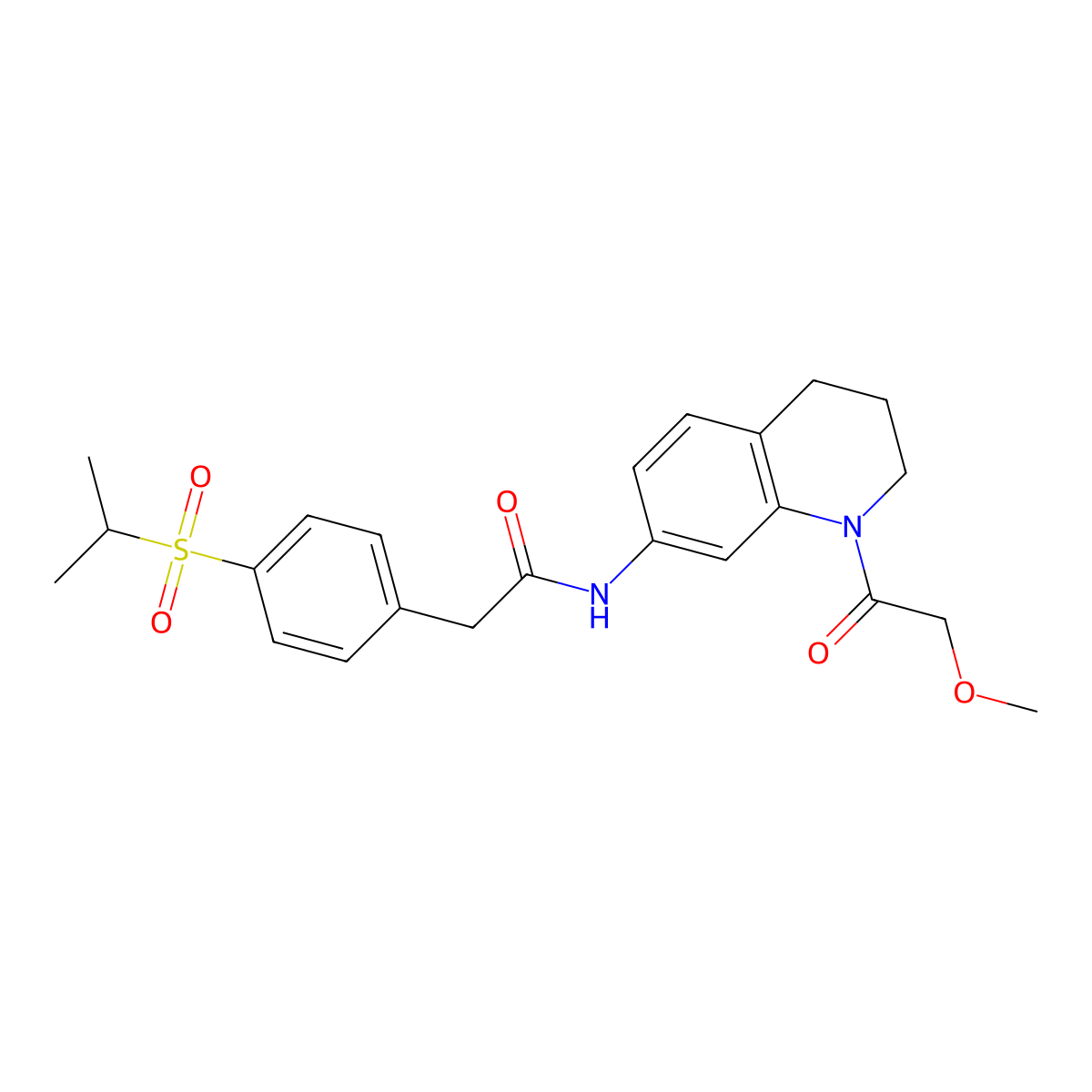 2-(4-(isopropylsulfonyl)phenyl)-N-(1-(2-methoxyacetyl)-1,2,3,4-tetrahydroquinolin-7-yl)acetamide molecular structure, CAS 1209889-00-8