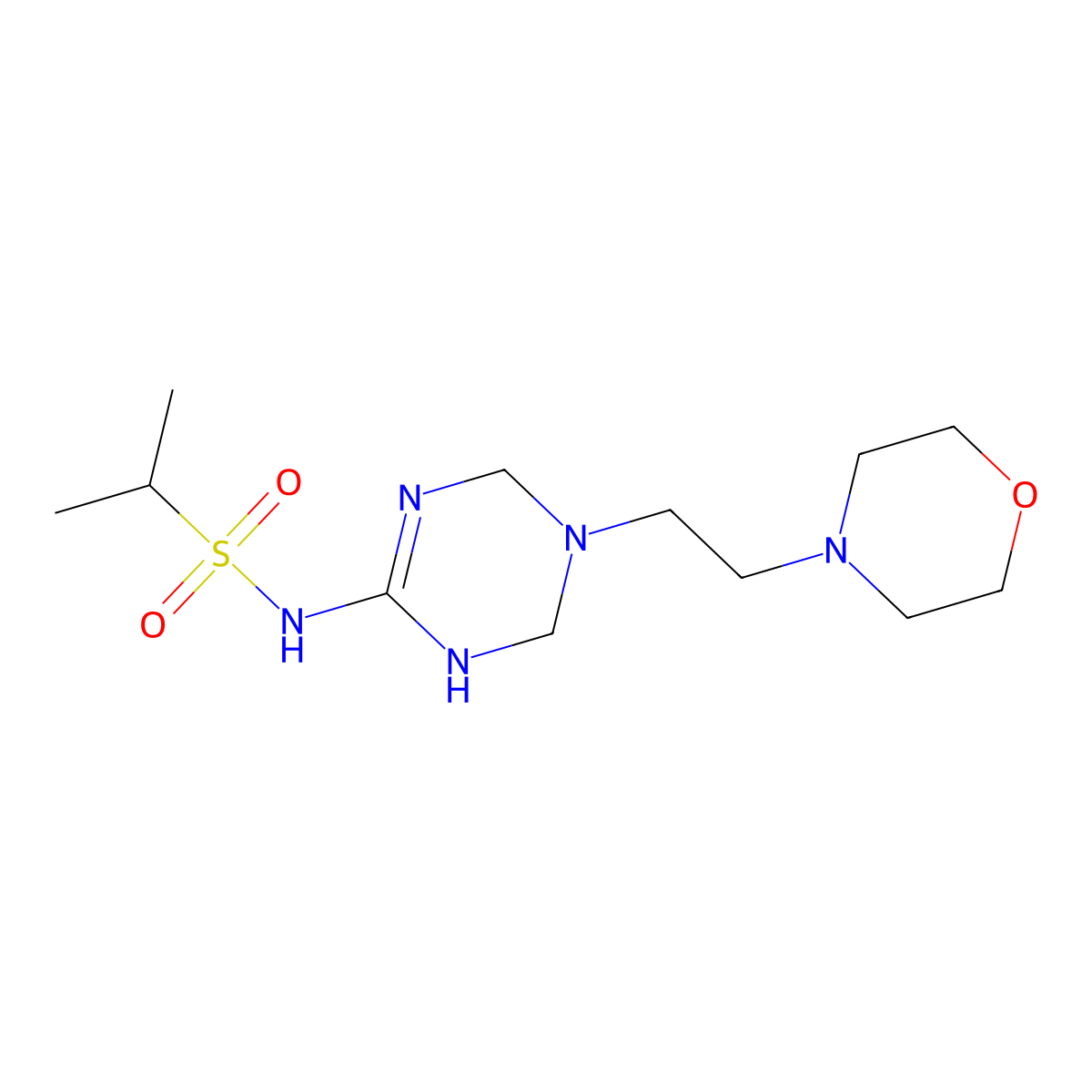 N-[5-(2-morpholinoethyl)-1,4,5,6-tetrahydro-1,3,5-triazin-2-yl]-2-propanesulfonamide molecular structure, CAS 1209889-58-6
