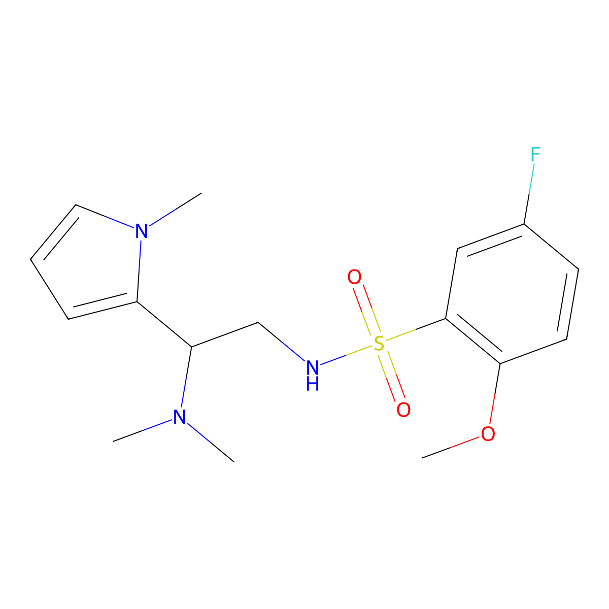 N-(2-(dimethylamino)-2-(1-methyl-1H-pyrrol-2-yl)ethyl)-5-fluoro-2-methoxybenzenesulfonamide molecular structure, CAS 1209889-90-6