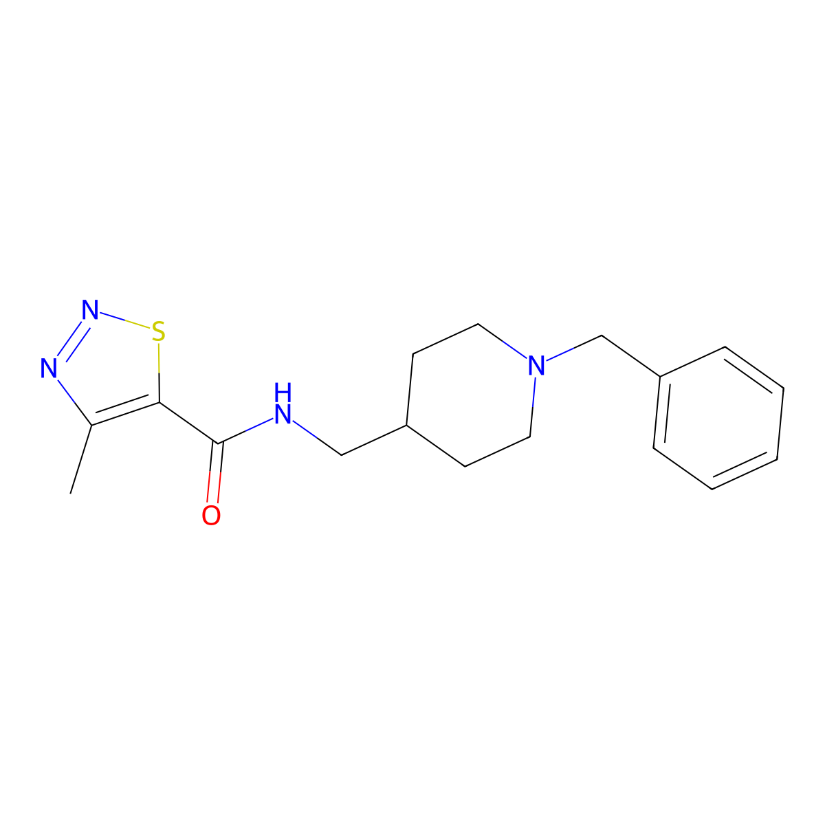 N-[(1-benzylpiperidin-4-yl)methyl]-4-methyl-1,2,3-thiadiazole-5-carboxamide molecular structure, CAS 1209890-63-0