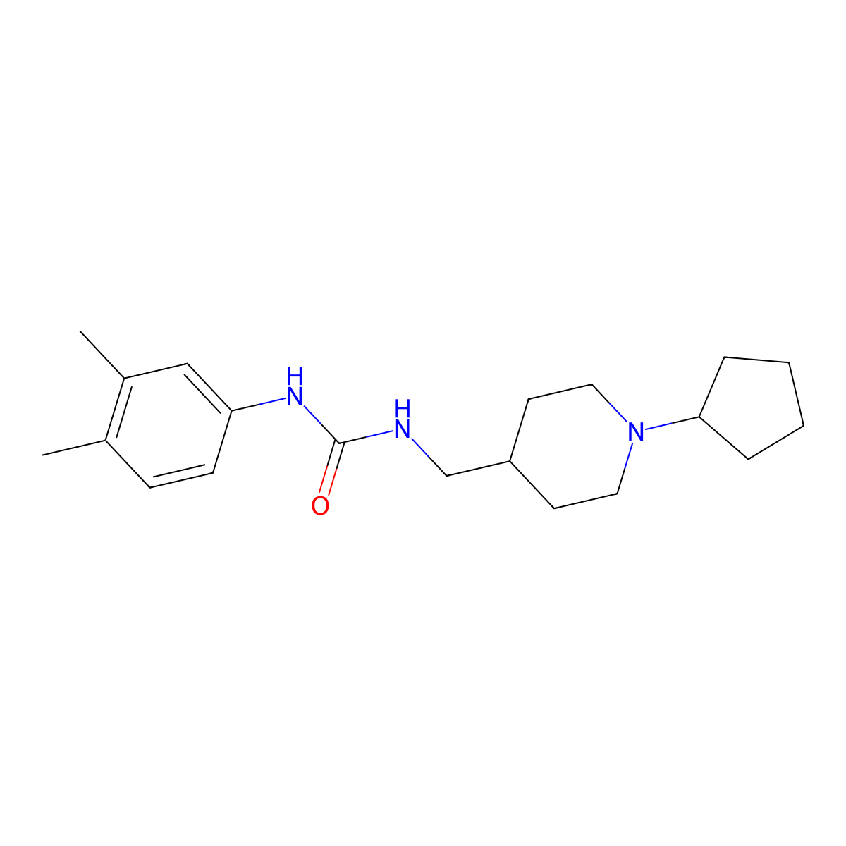 1-[(1-Cyclopentylpiperidin-4-yl)methyl]-3-(3,4-dimethylphenyl)urea molecular structure, CAS 1209893-21-9
