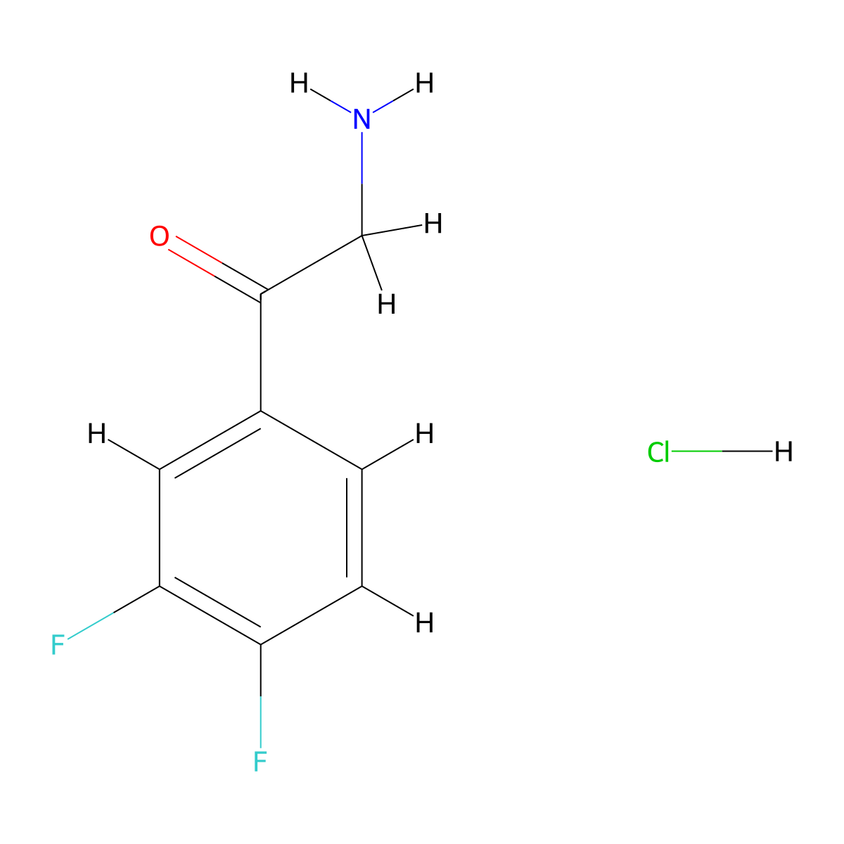 2-Amino-1-(3,4-difluorophenyl)ethan-1-one hydrochloride molecular structure, CAS 1209894-23-4