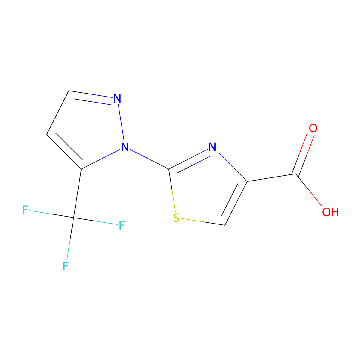 2-[5-(Trifluoromethyl)-1H-pyrazol-1-yl]-1,3-thiazole-4-carboxylic acid molecular structure, CAS 1209904-67-5