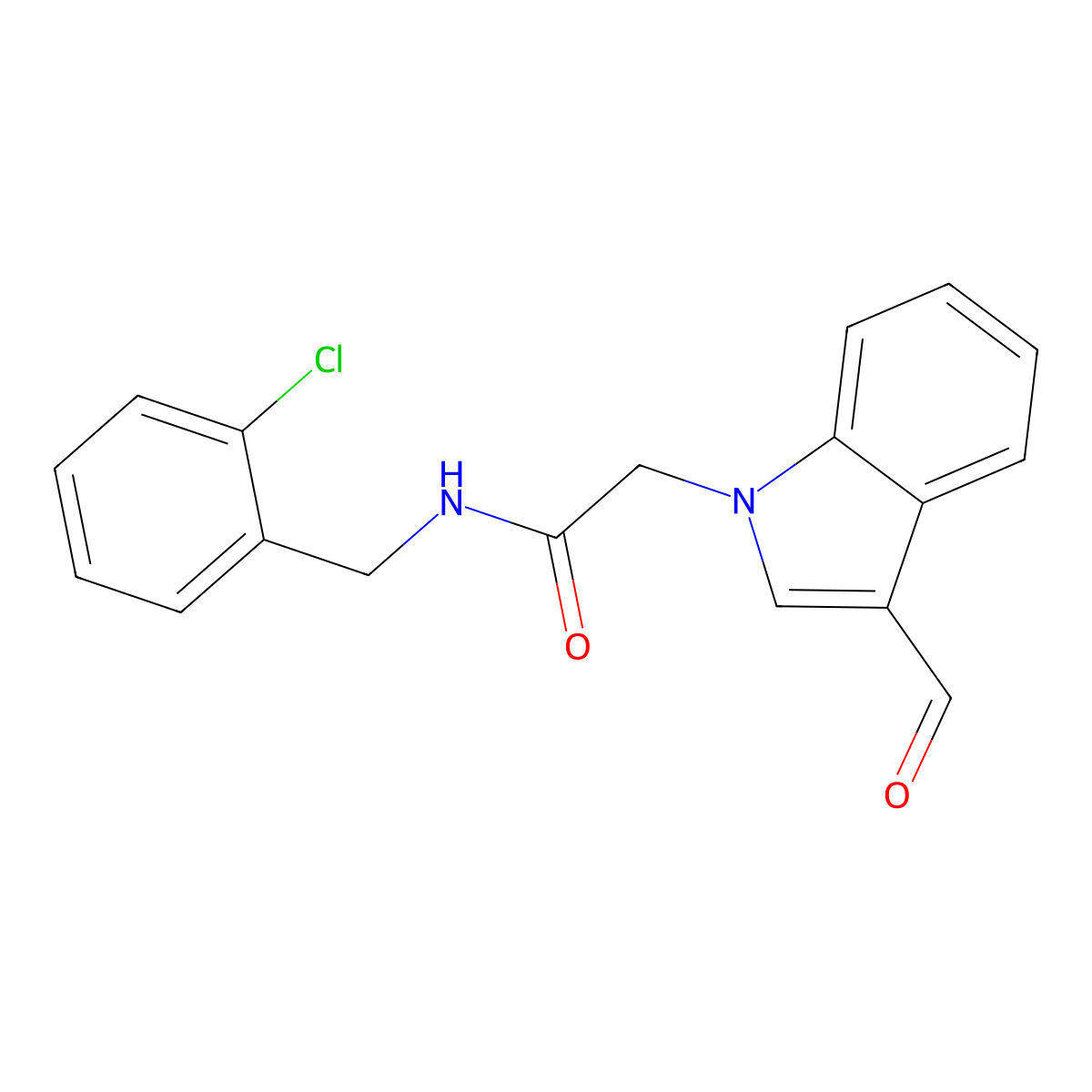 N-(2-chlorobenzyl)-2-(3-formyl-1H-indol-1-yl)acetamide molecular structure, CAS 1209905-37-2