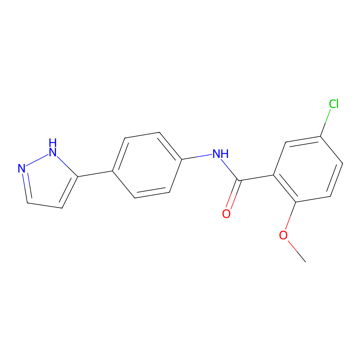 N-(4-(1H-pyrazol-3-yl)phenyl)-5-chloro-2-methoxybenzamide molecular structure, CAS 1209906-74-0