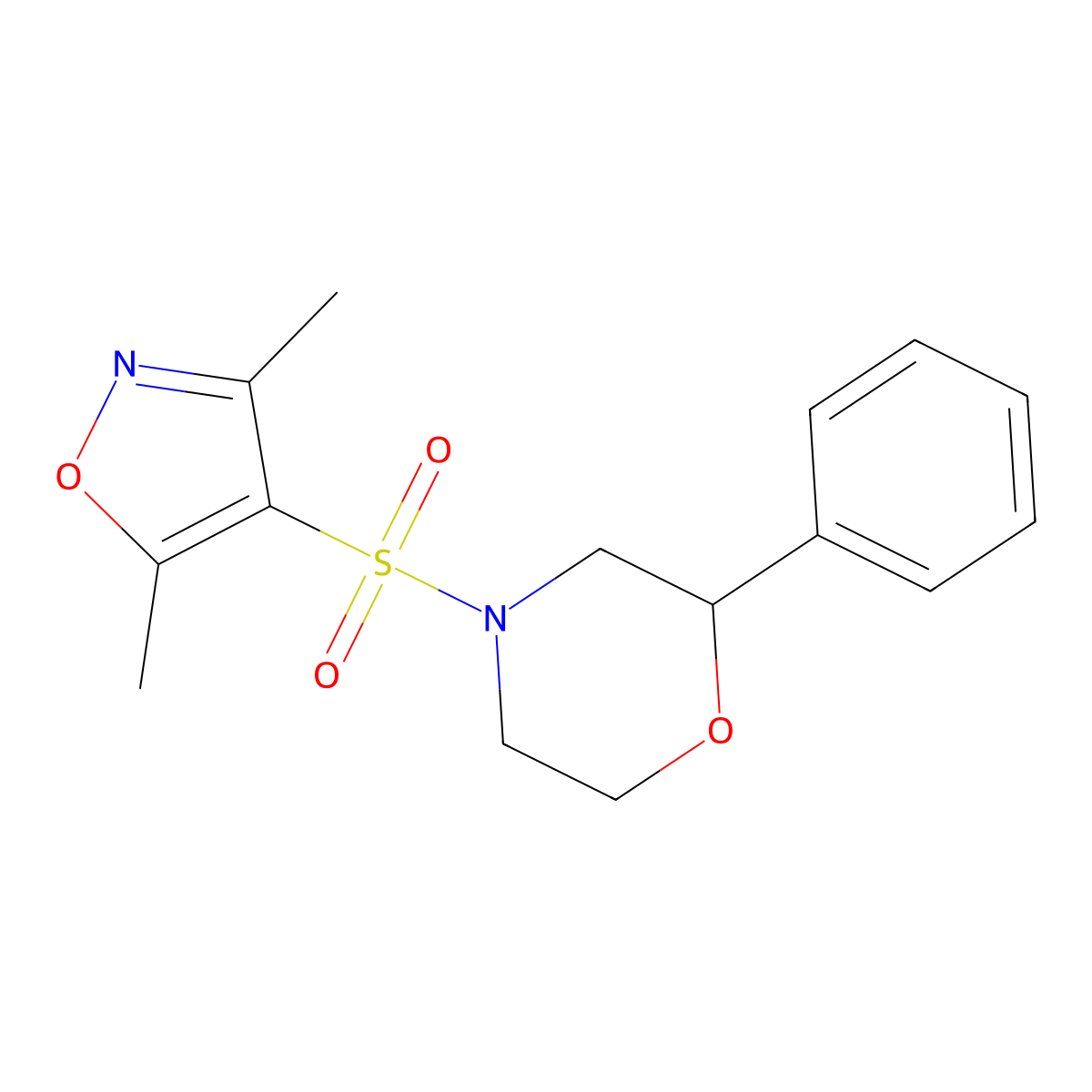 4-((3,5-Dimethylisoxazol-4-yl)sulfonyl)-2-phenylmorpholine molecular structure, CAS 1209909-81-8