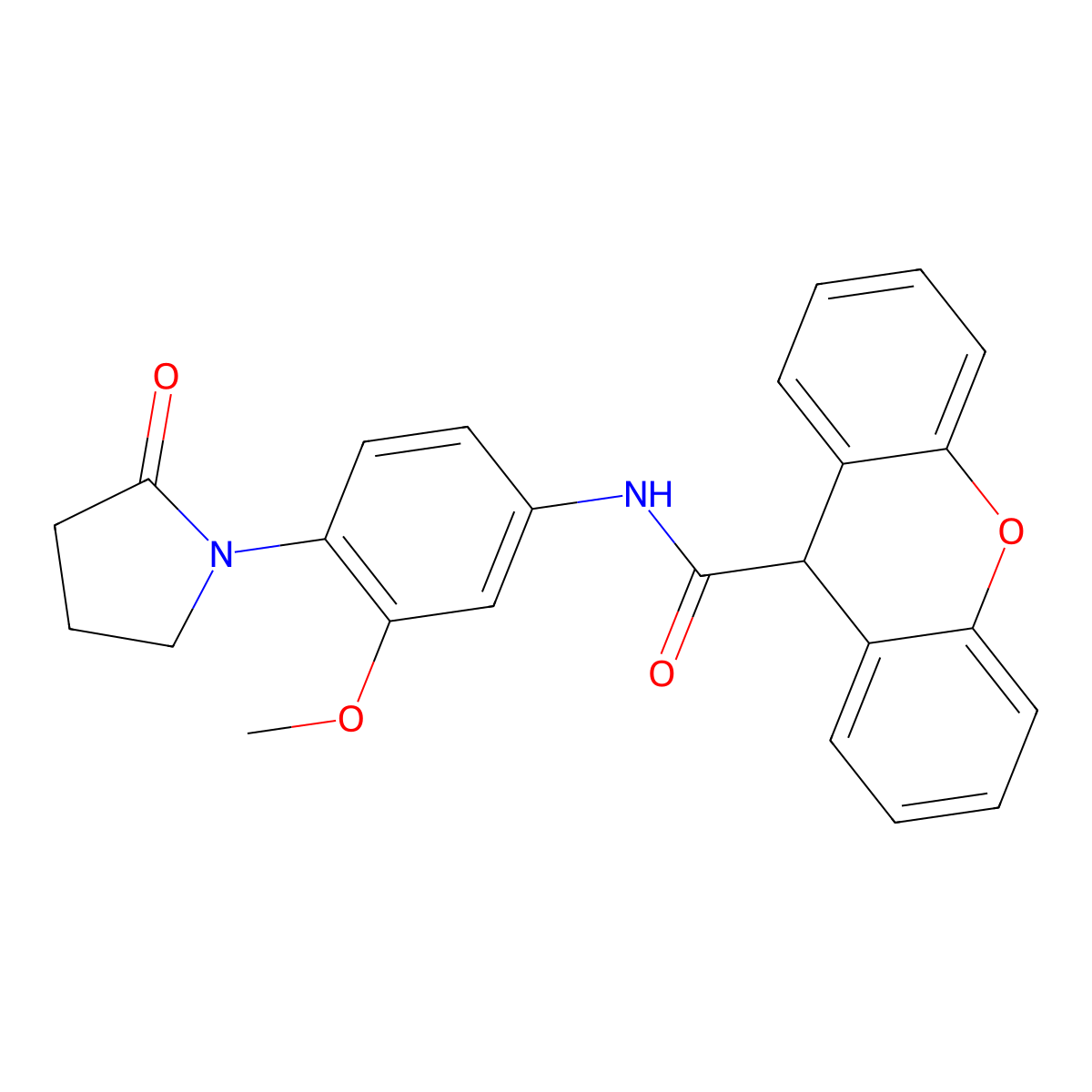 N-[3-methoxy-4-(2-oxopyrrolidin-1-yl)phenyl]-9H-xanthene-9-carboxamide molecular structure, CAS 1209913-35-8
