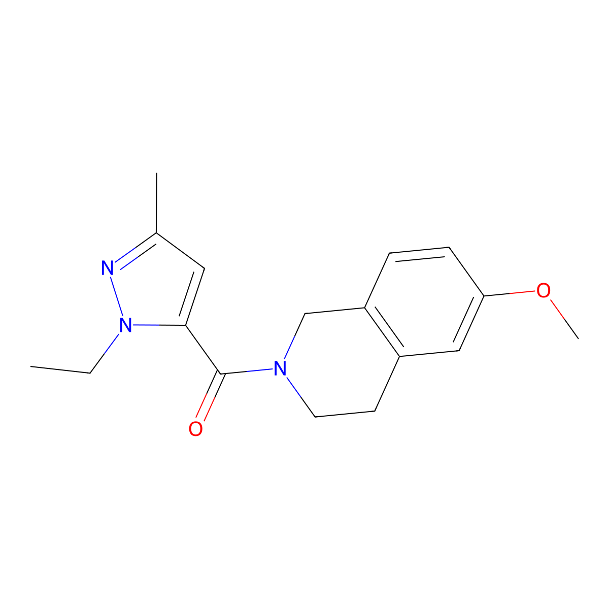 (1-ethyl-3-methyl-1H-pyrazol-5-yl)(6-methoxy-3,4-dihydroisoquinolin-2(1H)-yl)methanone molecular structure, CAS 1209917-43-0