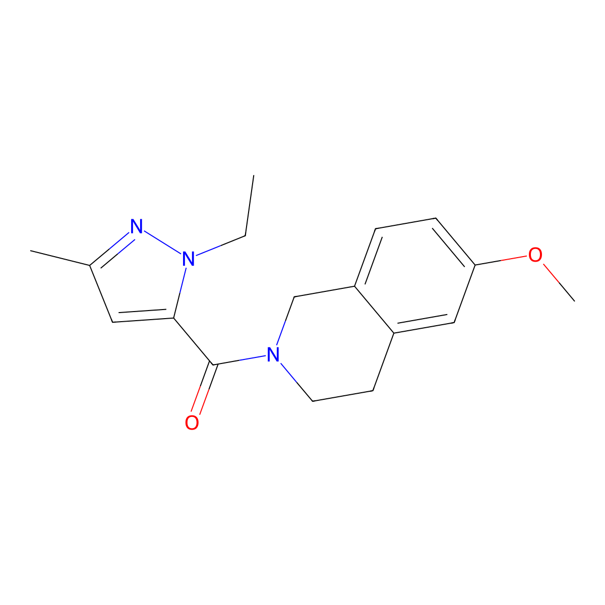 (1-ethyl-3-methyl-1H-pyrazol-5-yl)(6-methoxy-3,4-dihydroisoquinolin-2(1H)-yl)methanone molecular structure, CAS 1209917-43-0
