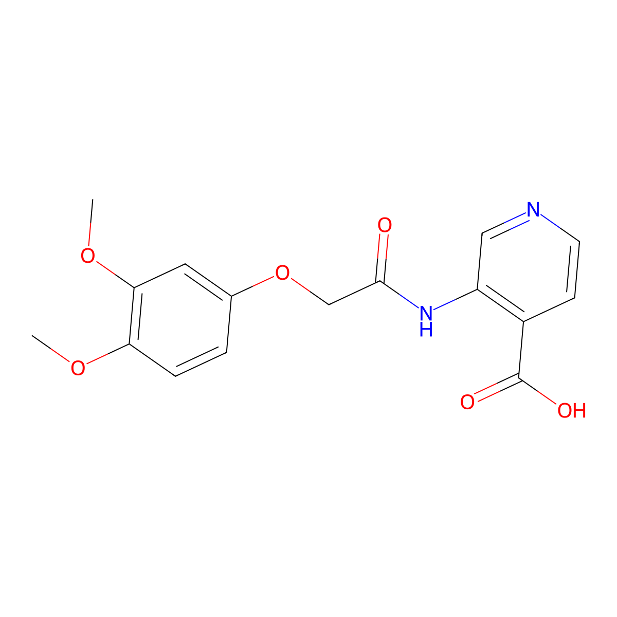 3-{[(3,4-Dimethoxyphenoxy)acetyl]amino} isonicotinic acid molecular structure, CAS 1209927-68-3