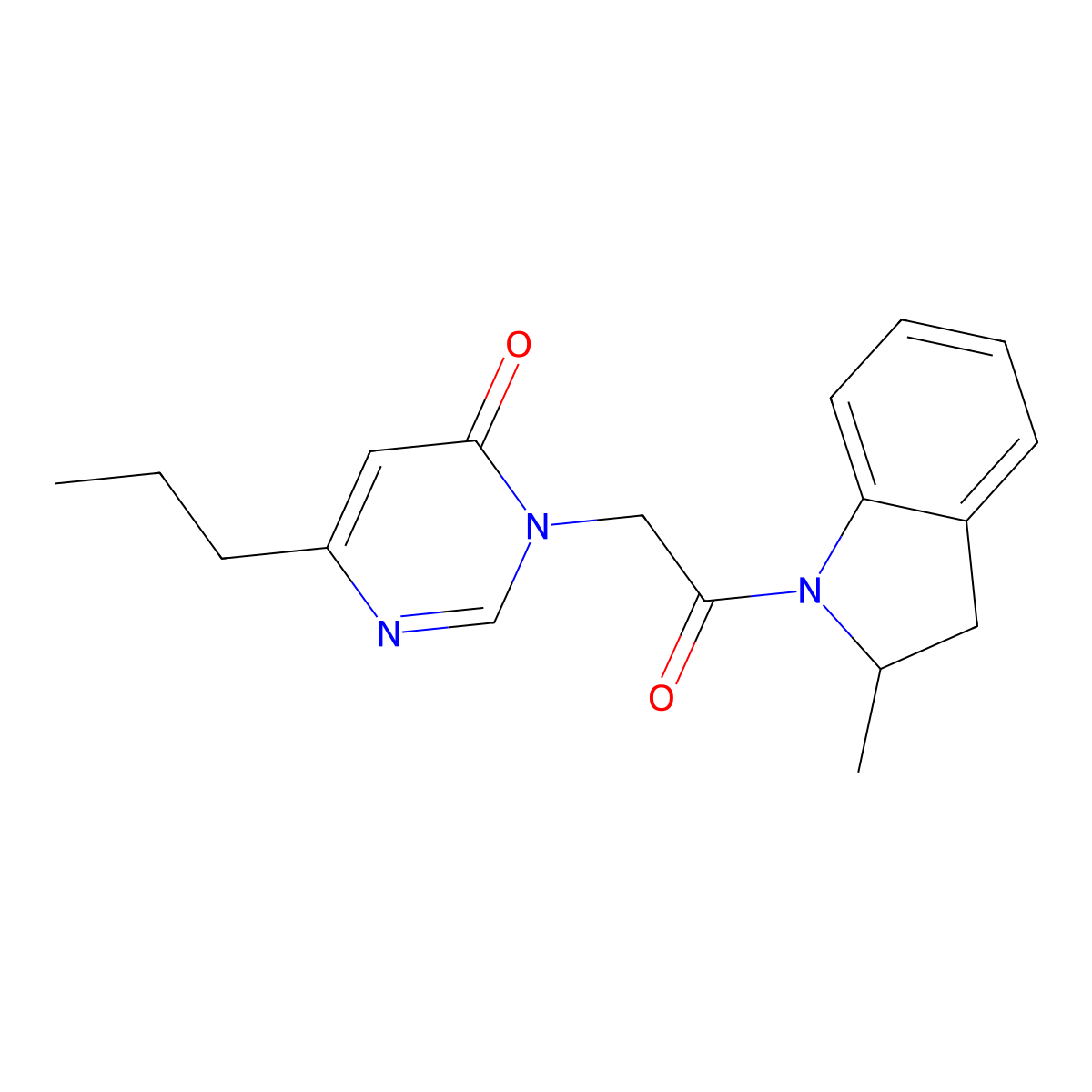 3-(2-(2-methylindolin-1-yl)-2-oxoethyl)-6-propylpyrimidin-4(3H)-one molecular structure, CAS 1209938-16-8