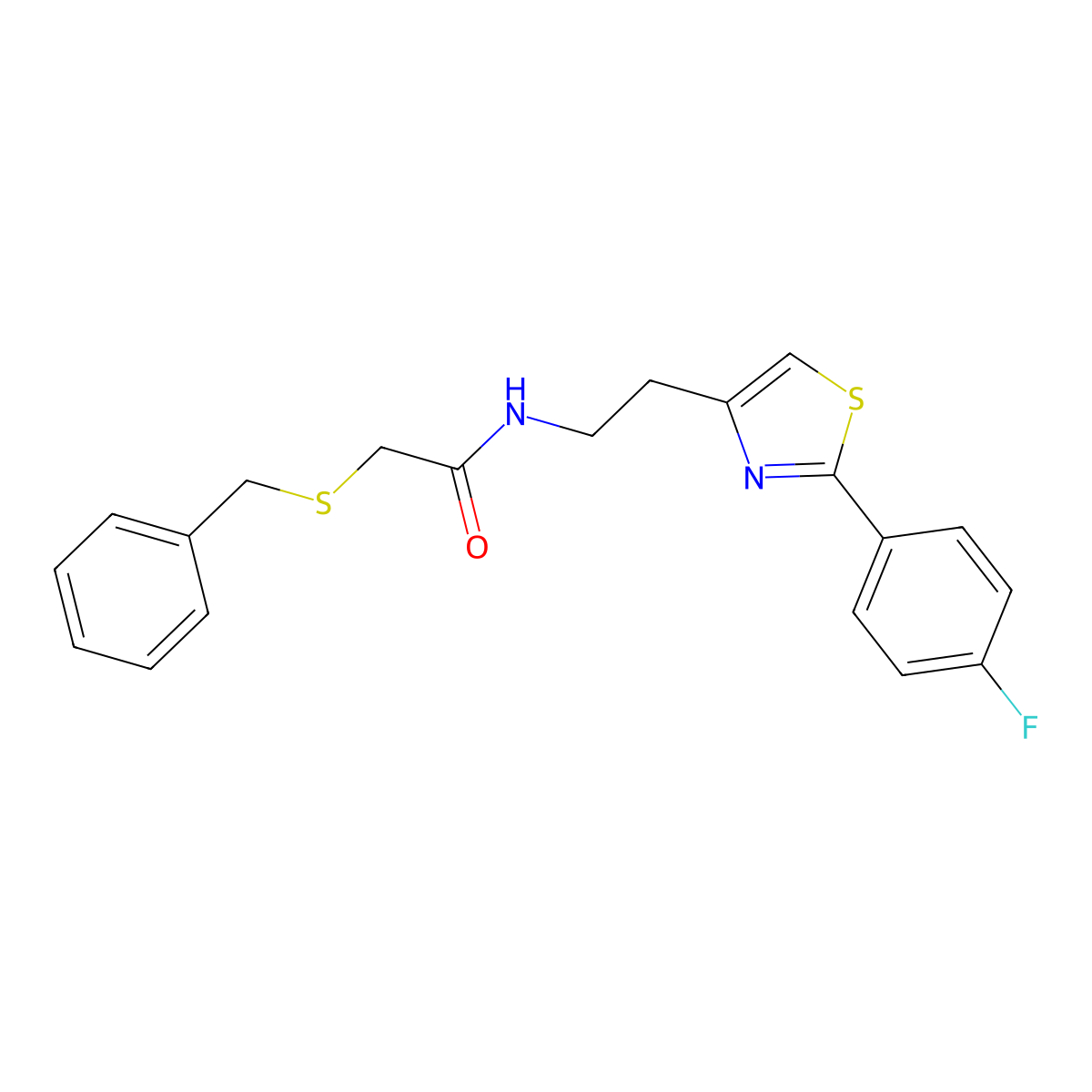 2-(benzylthio)-N-(2-(2-(4-fluorophenyl)thiazol-4-yl)ethyl)acetamide molecular structure, CAS 1209943-23-6